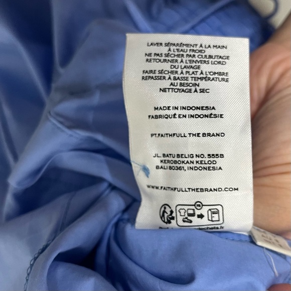 Faithfull the Brand NWT Isole Playsuit Women’s Small Mid Blue Cotton Resort Chic - Picture 13 of 13
